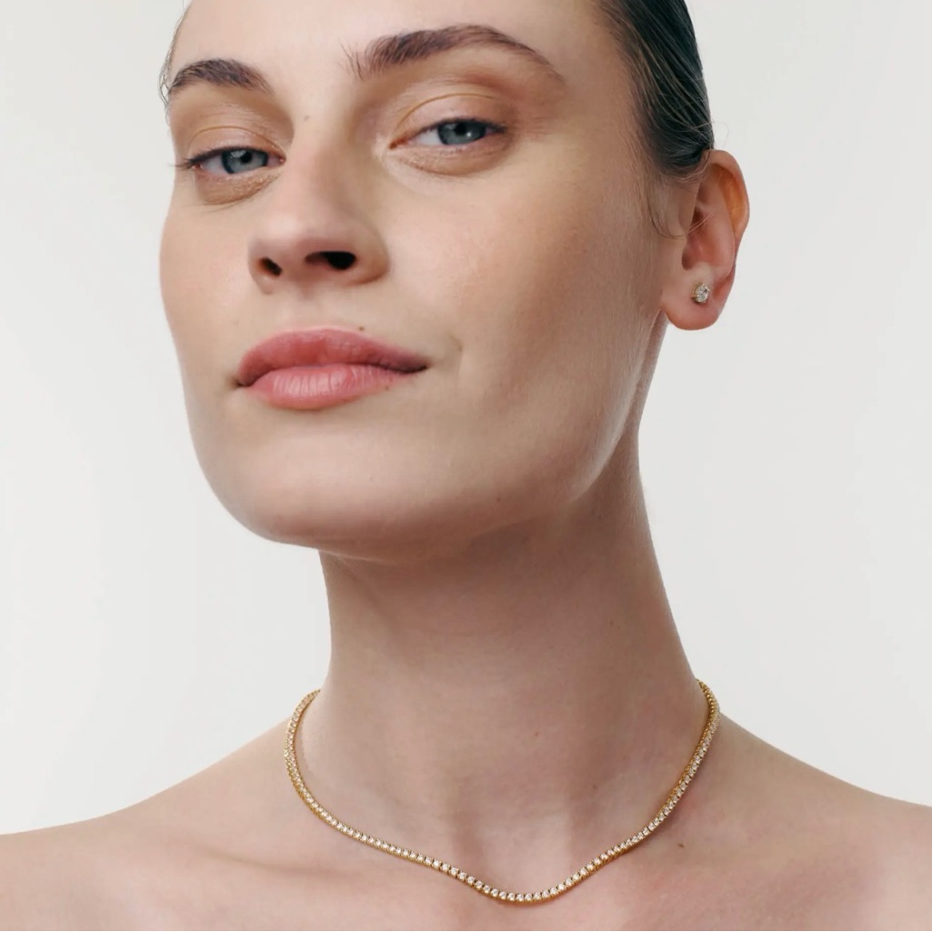 Nib Oak And Luna Moissanite Tennis Necklace - Gold Vermeil